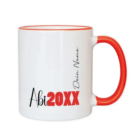 Tasse Abi 20XX mit Wunschname, rot