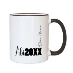 Tasse Abi 20XX mit Wunschname, schwarz
