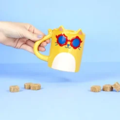 Tasse COOL CAT gelb - Keramiktasse Katze mit Sonnenbrille