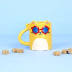 Tasse COOL CAT gelb - Keramiktasse Katze mit Sonnenbrille