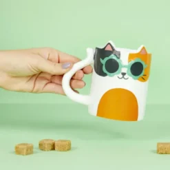 Tasse COOL CAT weiß - Keramiktasse Katze mit Sonnenbrille