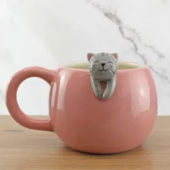 Tasse Katze / Kaffeebecher CAT MUG mit aufgesetzter 3D Katze