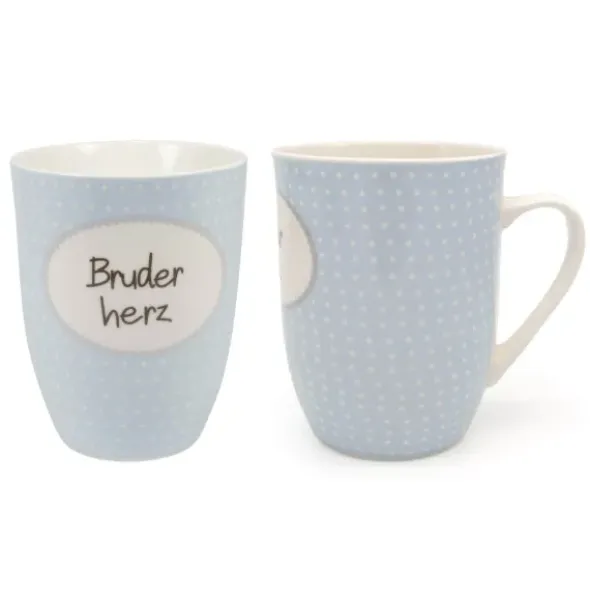 Tasse 0,5 l Bruderherz - pastellblau mit Punkten