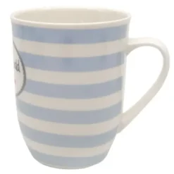 Tasse 0,5 l Hoffentlich bald in Rente - blau gestreift