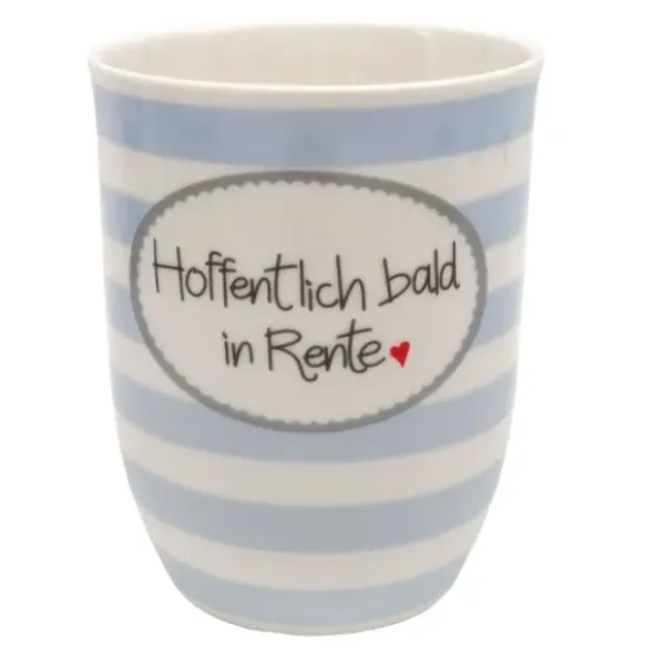 Tasse 0,5 l Hoffentlich bald in Rente - blau gestreift