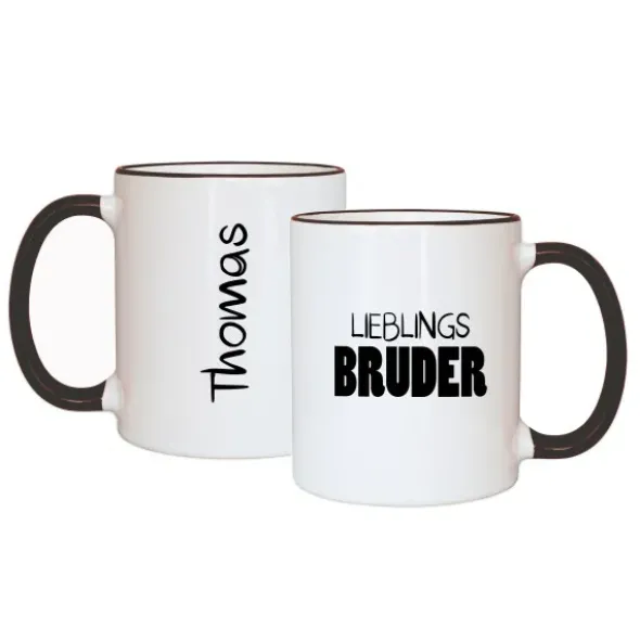 Tasse LIEBLINGSBRUDER mit Name, schwarz