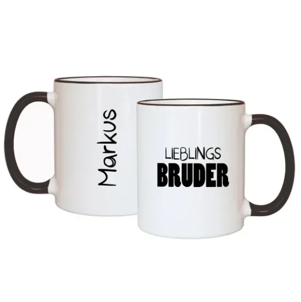 Tasse LIEBLINGSBRUDER mit Name, schwarz
