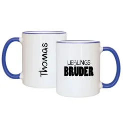 Tasse LIEBLINGSBRUDER mit Name, dunkelblau