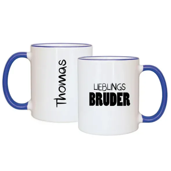 Tasse LIEBLINGSBRUDER mit Name, dunkelblau
