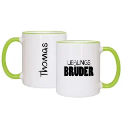 Tasse LIEBLINGSBRUDER mit Name, hellgrün