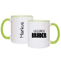 Tasse LIEBLINGSBRUDER mit Name, hellgrün