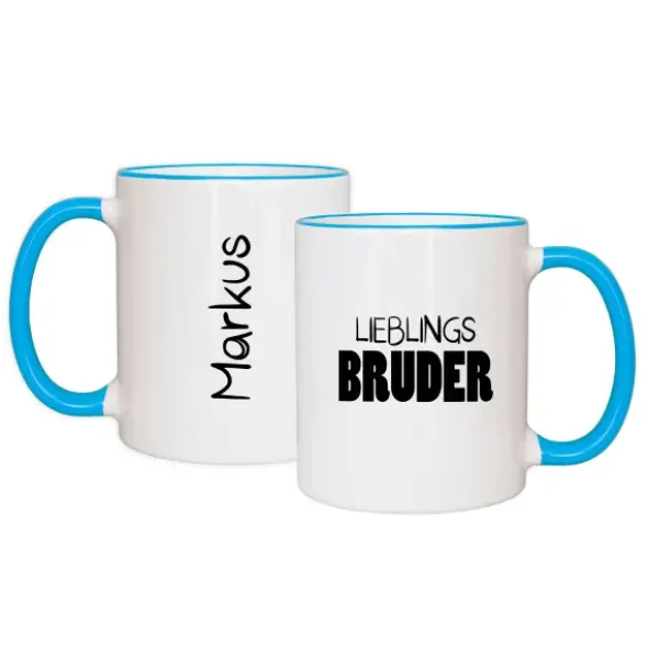 Tasse LIEBLINGSBRUDER mit Name, hellblau