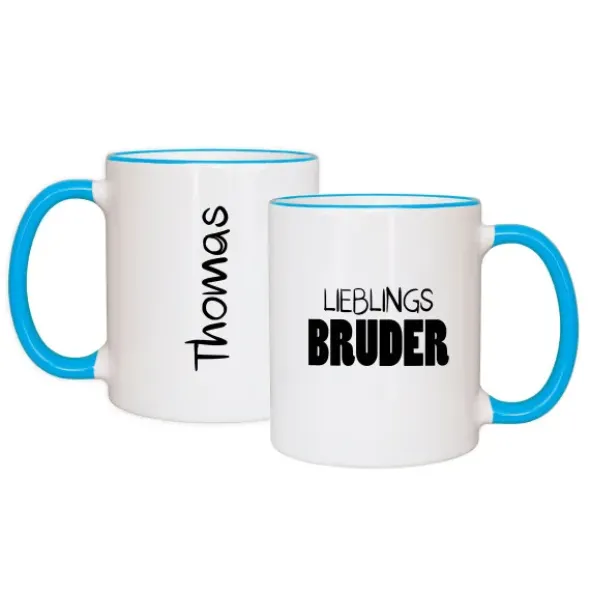 Tasse LIEBLINGSBRUDER mit Name, hellblau