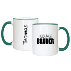 Tasse LIEBLINGSBRUDER mit Name, dunkelgrün