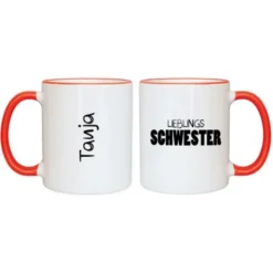 Tasse LIEBLINGSSCHWESTER mit Name, rot