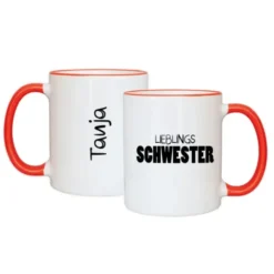 Tasse LIEBLINGSSCHWESTER mit Name, rot