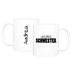 Tasse LIEBLINGSSCHWESTER mit Name, weiß
