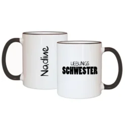 Tasse LIEBLINGSSCHWESTER mit Name, schwarz