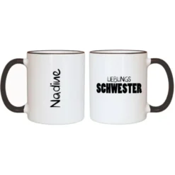 Tasse LIEBLINGSSCHWESTER mit Name, schwarz