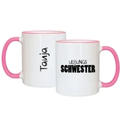 Tasse LIEBLINGSSCHWESTER mit Name, rosa