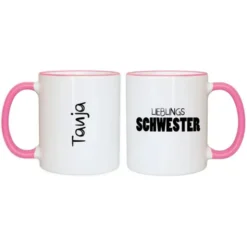 Tasse LIEBLINGSSCHWESTER mit Name, rosa