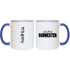 Tasse LIEBLINGSSCHWESTER mit Name, dunkelblau