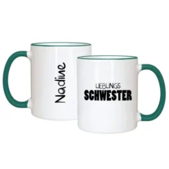Tasse LIEBLINGSSCHWESTER mit Name, dunkelgrün