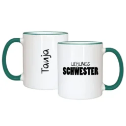 Tasse LIEBLINGSSCHWESTER mit Name, dunkelgrün