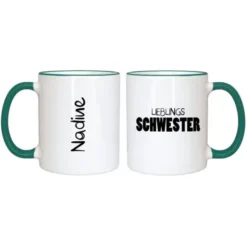Tasse LIEBLINGSSCHWESTER mit Name, dunkelgrün