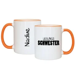 Tasse LIEBLINGSSCHWESTER mit Name, orange