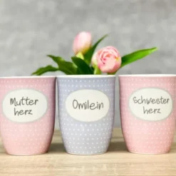 Tasse 0,5 l Kaffeeklatsch - rosa mit Punkten