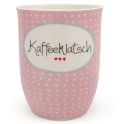 Tasse 0,5 l Kaffeeklatsch - rosa mit Punkten