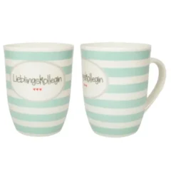 Tasse 0,5 l Lieblingskollegin - türkis gestreift