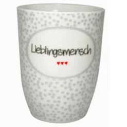 Tasse 0,5 l Lieblingsmensch - grau gepunktet