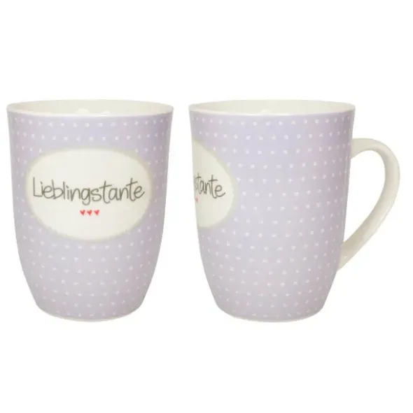 Tasse 0,5 l Lieblingstante - lila mit Punkten