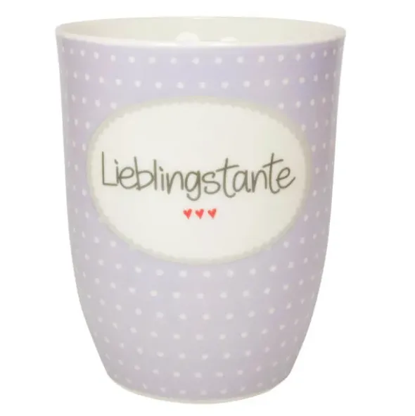 Tasse 0,5 l Lieblingstante - lila mit Punkten
