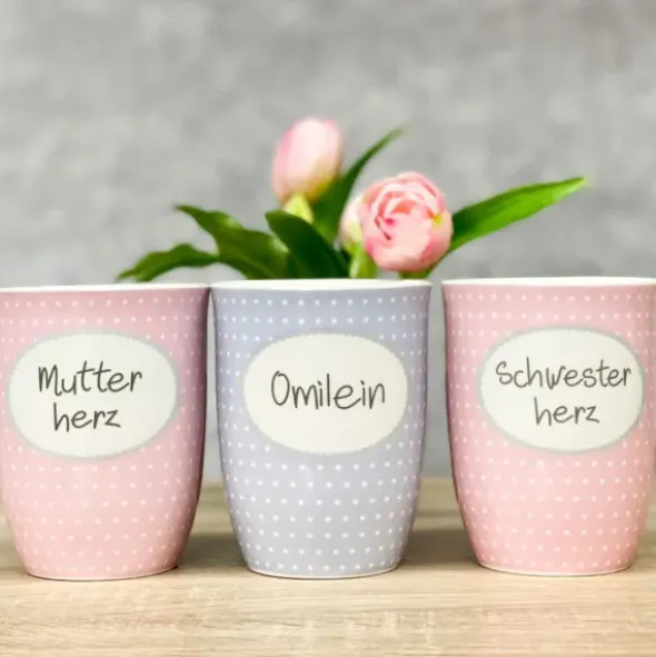 Tasse 0,5 l Omilein - lila mit Punkten