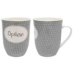 Tasse 0,5 l Opilein - grau mit Punkten