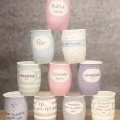 Tasse 0,5 l Papi - pastellblau mit Punkten