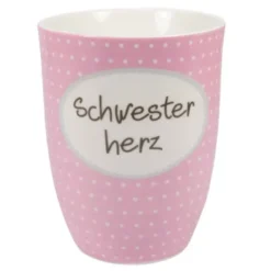 Tasse 0,5 l Schwesterherz - rosa mit Punkten