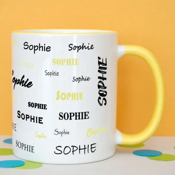 Tasse mit Namen - Namenstasse gelb