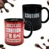 Tasse Vorsicht! - CAUTION I'M HOT - Wechselmotiv Morph Mug - Wärmeeffekt