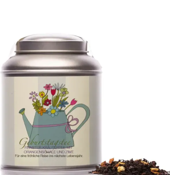 Teedose mit Kräutertee - Geburtstagstee Kanne