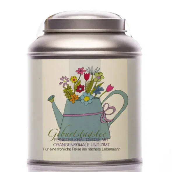 Teedose mit Kräutertee - Geburtstagstee Kanne