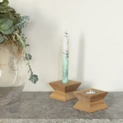 Teelichthalter & Blumenvase JOSEPH Eichenholz
