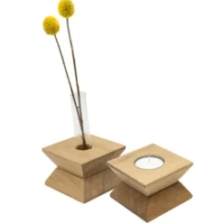 Teelichthalter & Blumenvase JOSEPH Eichenholz