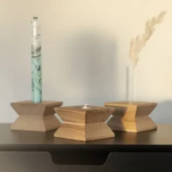 Teelichthalter & Blumenvase JOSEPH Eichenholz inkl. Blumensamenmischung