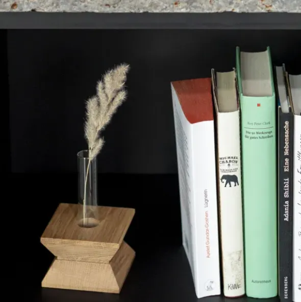 Teelichthalter & Blumenvase JOSEPH Eichenholz inkl. Blumensamenmischung