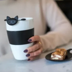 Teesieb Katze MIAOU schwarz