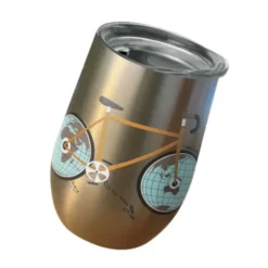 Thermobecher Fahrrad - doppelwandig 420 ml gold